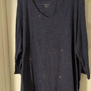 Catherines Midnight Blue Glitter Long Sleeve Top Size 26/28